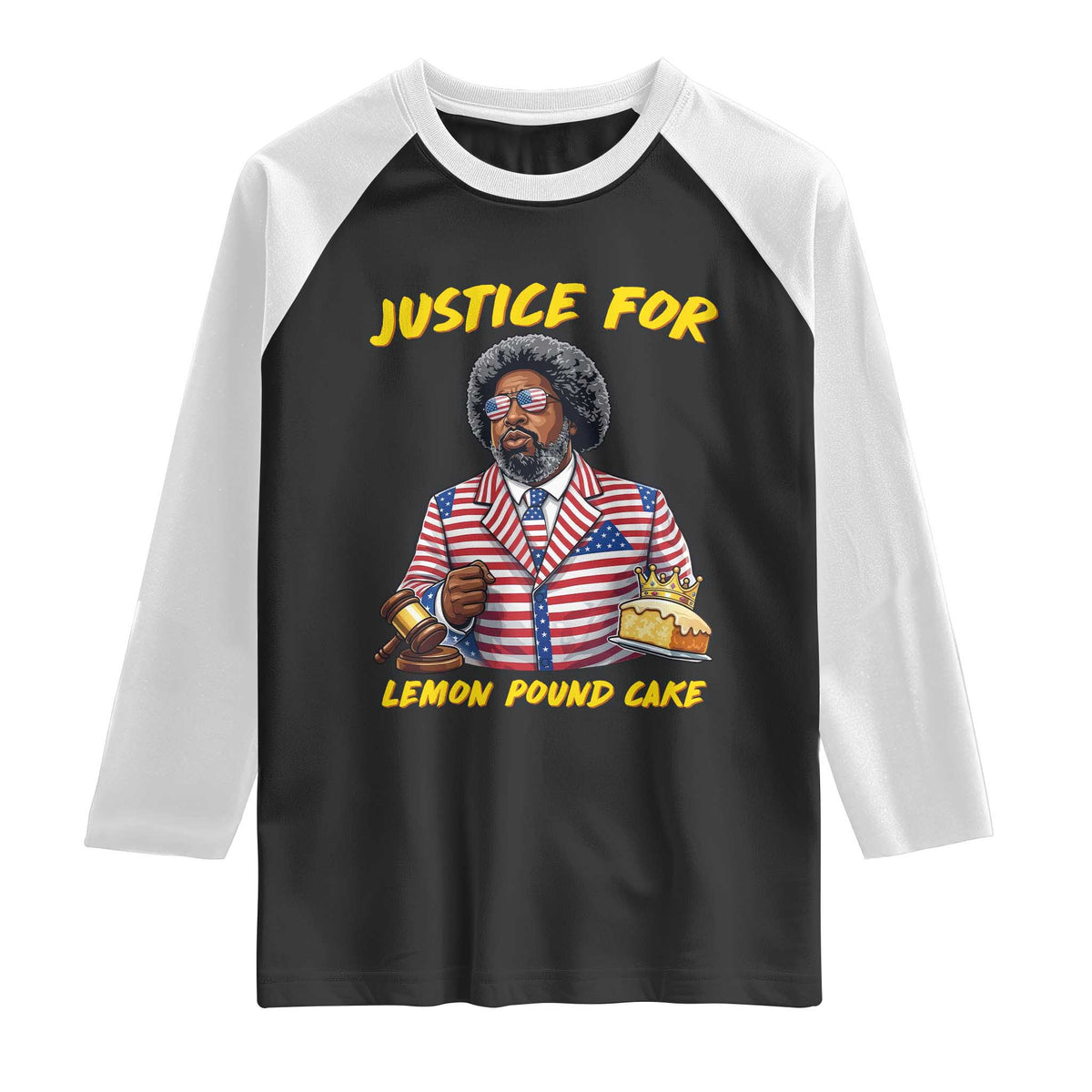 Justice for Lemon Pound Cake Funny Viral  Meme Raglan Shirt Edgy Hip Hop Humor Parody Gift for Rap Fans