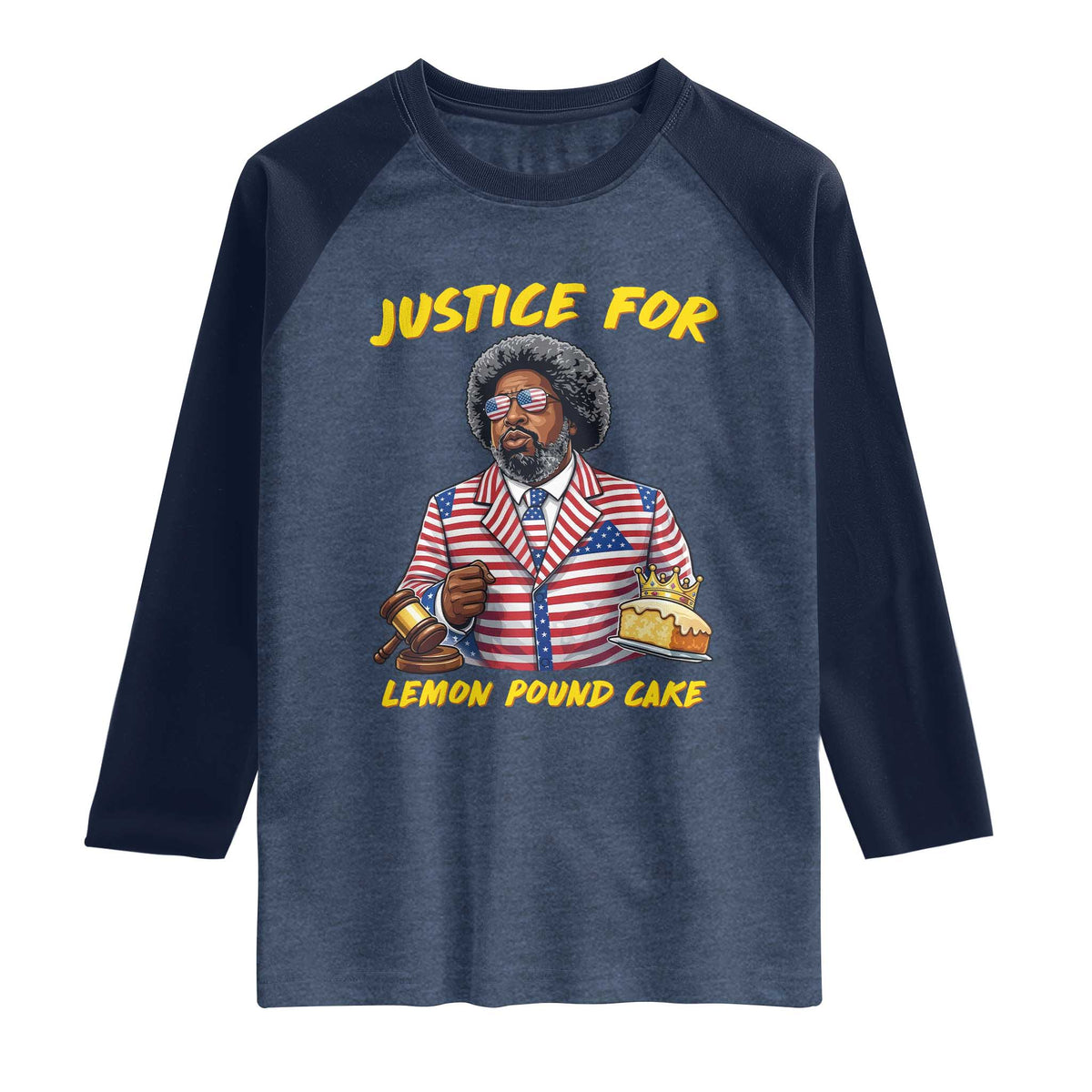 Justice for Lemon Pound Cake Funny Viral  Meme Raglan Shirt Edgy Hip Hop Humor Parody Gift for Rap Fans