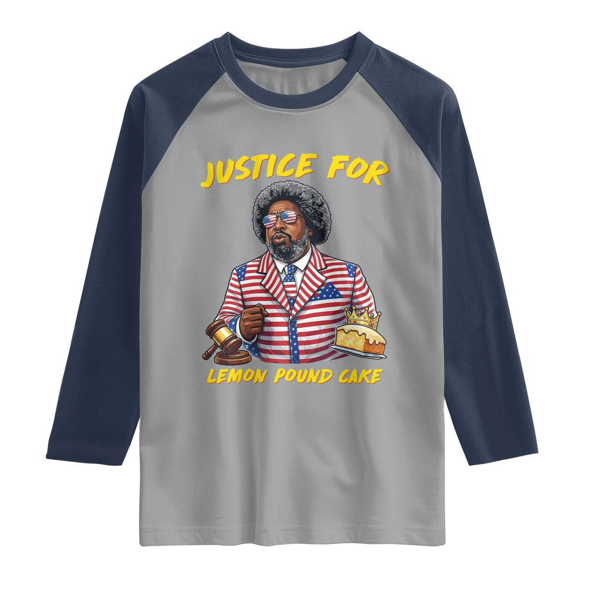 Justice for Lemon Pound Cake Funny Viral  Meme Raglan Shirt Edgy Hip Hop Humor Parody Gift for Rap Fans