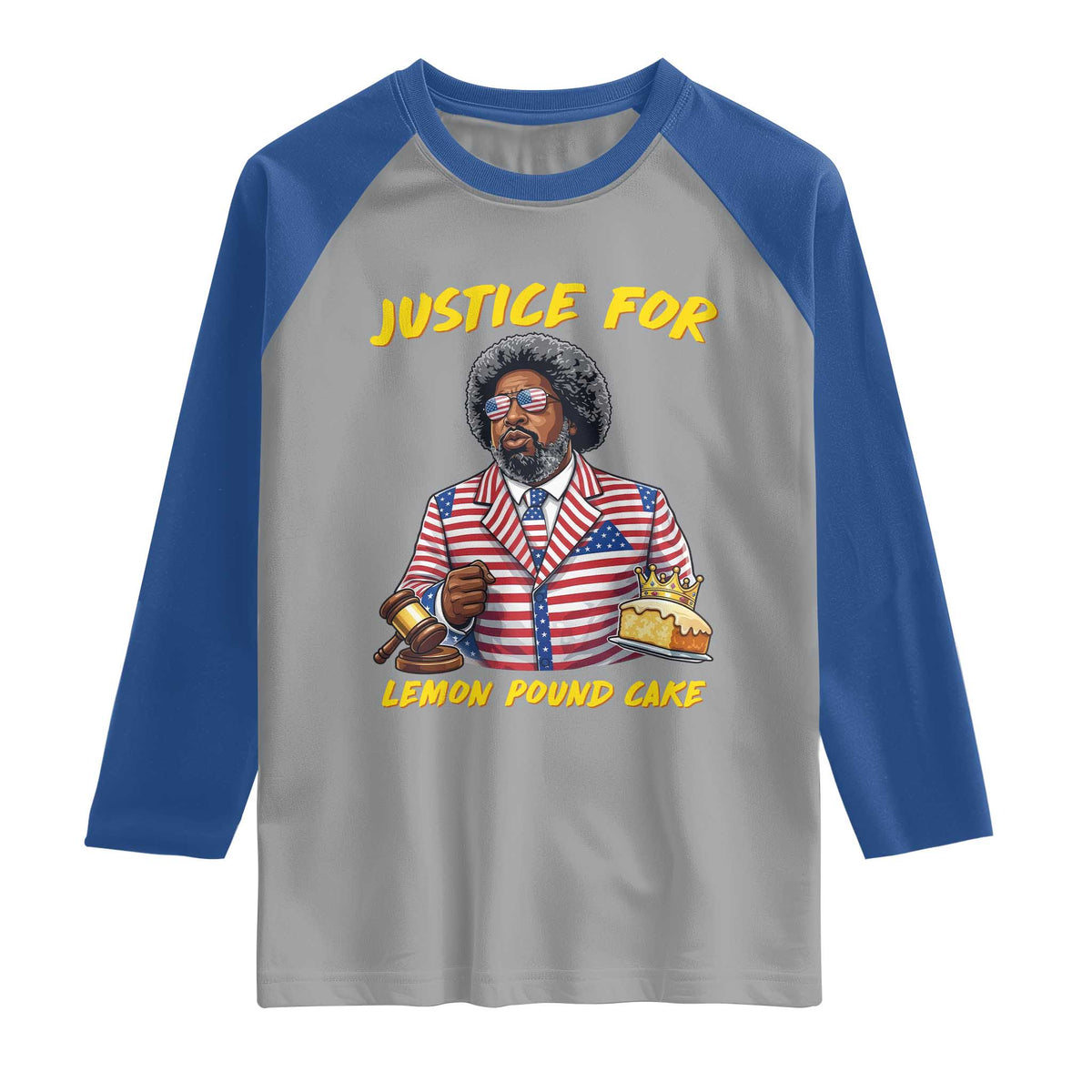 Justice for Lemon Pound Cake Funny Viral  Meme Raglan Shirt Edgy Hip Hop Humor Parody Gift for Rap Fans