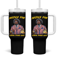 Justice for Lemon Pound Cake Funny Viral  Meme Tumbler With Handle Edgy Hip Hop Humor Parody Gift for Rap Fans