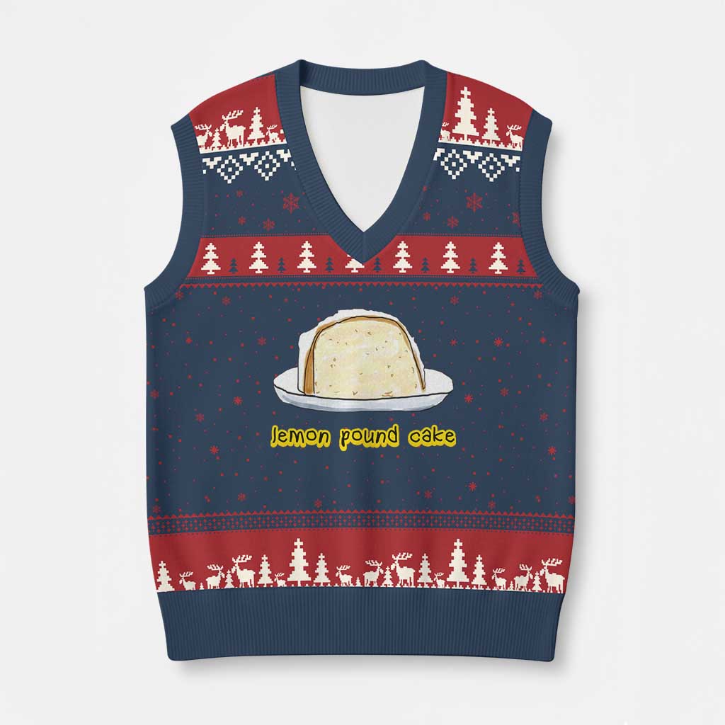 Lemon Pound Cake Funny Meme V-Neck Knit Sweater Vest Viral Edgy Hip Hop Humor Parody Gift for Rap Fans