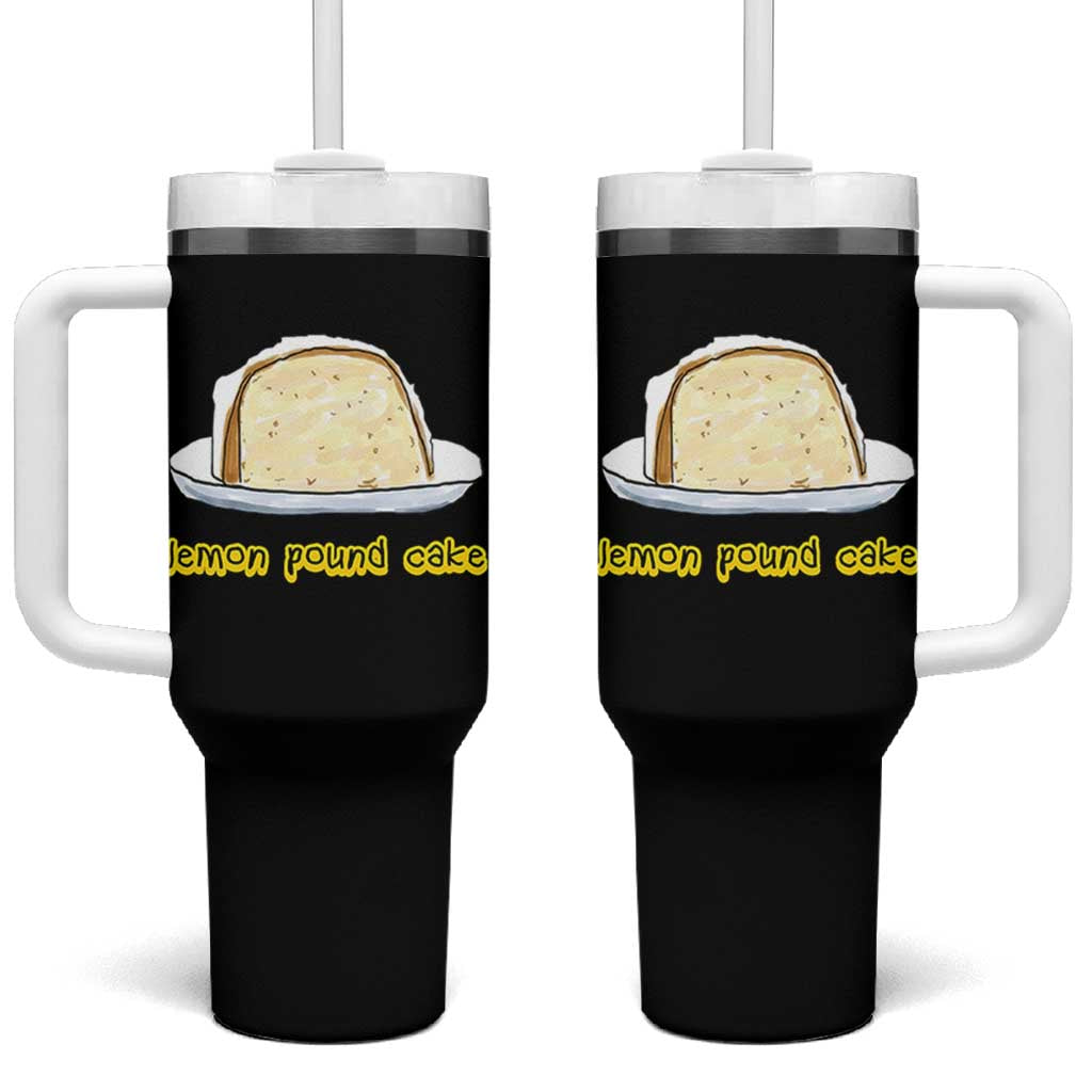 Lemon Pound Cake Funny Meme Tumbler With Handle Viral Edgy Hip Hop Humor Parody Gift for Rap Fans