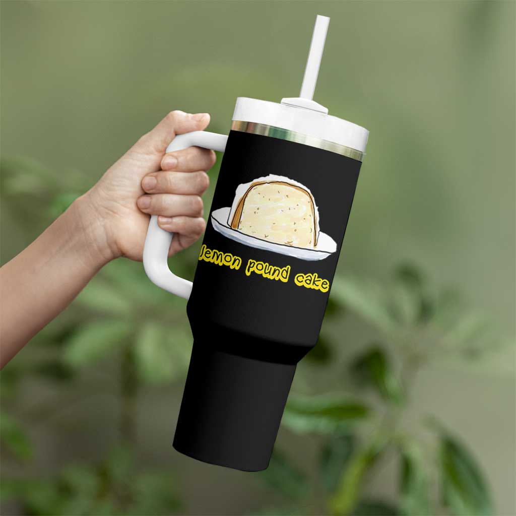Lemon Pound Cake Funny Meme Tumbler With Handle Viral Edgy Hip Hop Humor Parody Gift for Rap Fans