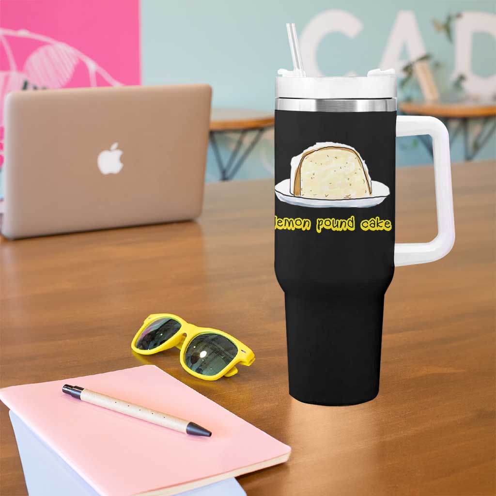 Lemon Pound Cake Funny Meme Tumbler With Handle Viral Edgy Hip Hop Humor Parody Gift for Rap Fans