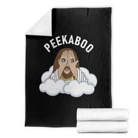 Peekaboo Jesus Funny Christian Throw Blanket Faith Humor Savior in Clouds Religious Meme