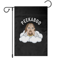 Peekaboo Jesus Funny Christian Garden Flag Faith Humor Savior in Clouds Religious Meme