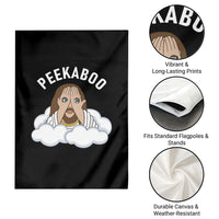 Peekaboo Jesus Funny Christian Garden Flag Faith Humor Savior in Clouds Religious Meme