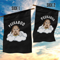 Peekaboo Jesus Funny Christian Garden Flag Faith Humor Savior in Clouds Religious Meme