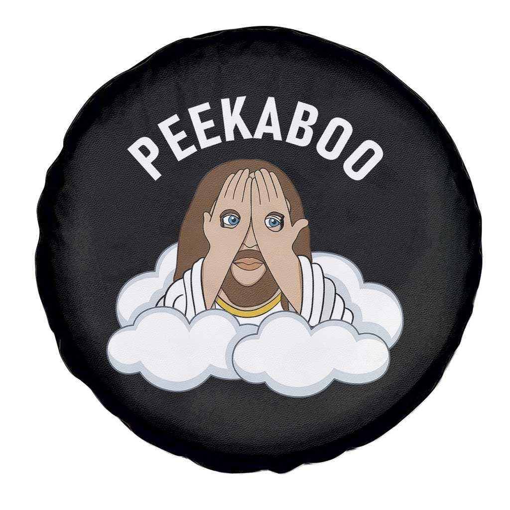 Peekaboo Jesus Funny Christian Spare Tire Cover Faith Humor Savior in Clouds Religious Meme