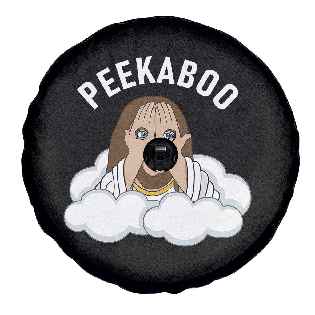 Peekaboo Jesus Funny Christian Spare Tire Cover Faith Humor Savior in Clouds Religious Meme