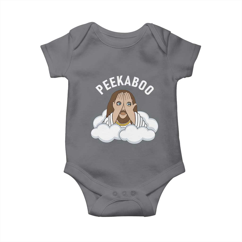 Peekaboo Jesus Funny Christian Baby Onesie Faith Humor Savior in Clouds Religious Meme