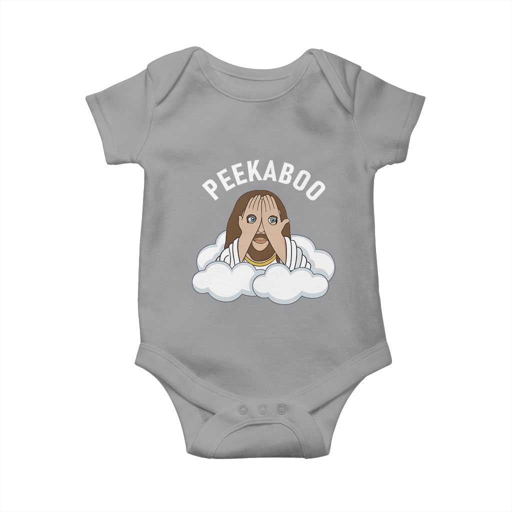 Peekaboo Jesus Funny Christian Baby Onesie Faith Humor Savior in Clouds Religious Meme