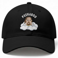Peekaboo Jesus Funny Christian Baseball Cap Faith Humor Savior in Clouds Religious Meme