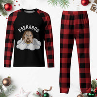 Peekaboo Jesus Funny Christian Plaid Pajama Set Faith Humor Savior in Clouds Religious Meme