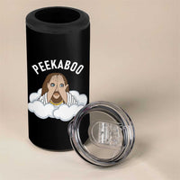 Peekaboo Jesus Funny Christian 4 in 1 Can Cooler Tumbler Faith Humor Savior in Clouds Religious Meme