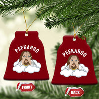 Peekaboo Jesus Funny Christian Ceramic Ornament Faith Humor Savior in Clouds Religious Meme