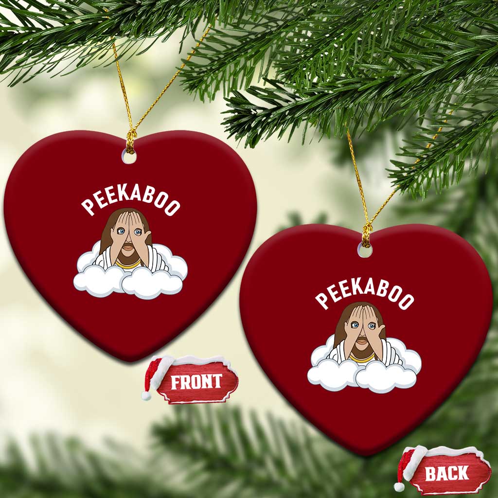 Peekaboo Jesus Funny Christian Ceramic Ornament Faith Humor Savior in Clouds Religious Meme