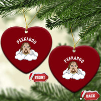 Peekaboo Jesus Funny Christian Ceramic Ornament Faith Humor Savior in Clouds Religious Meme