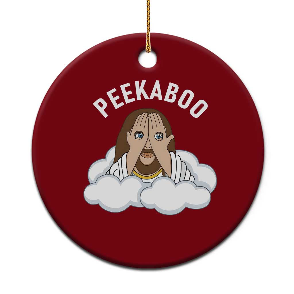 Peekaboo Jesus Funny Christian Ceramic Ornament Faith Humor Savior in Clouds Religious Meme