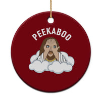 Peekaboo Jesus Funny Christian Ceramic Ornament Faith Humor Savior in Clouds Religious Meme