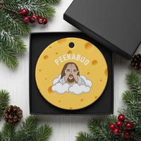Peekaboo Jesus Funny Christian Ceramic Ornament Faith Humor Savior in Clouds Religious Meme