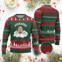 Peekaboo Jesus Funny Christian Ugly Christmas Sweater Faith Humor Savior in Clouds Religious Meme