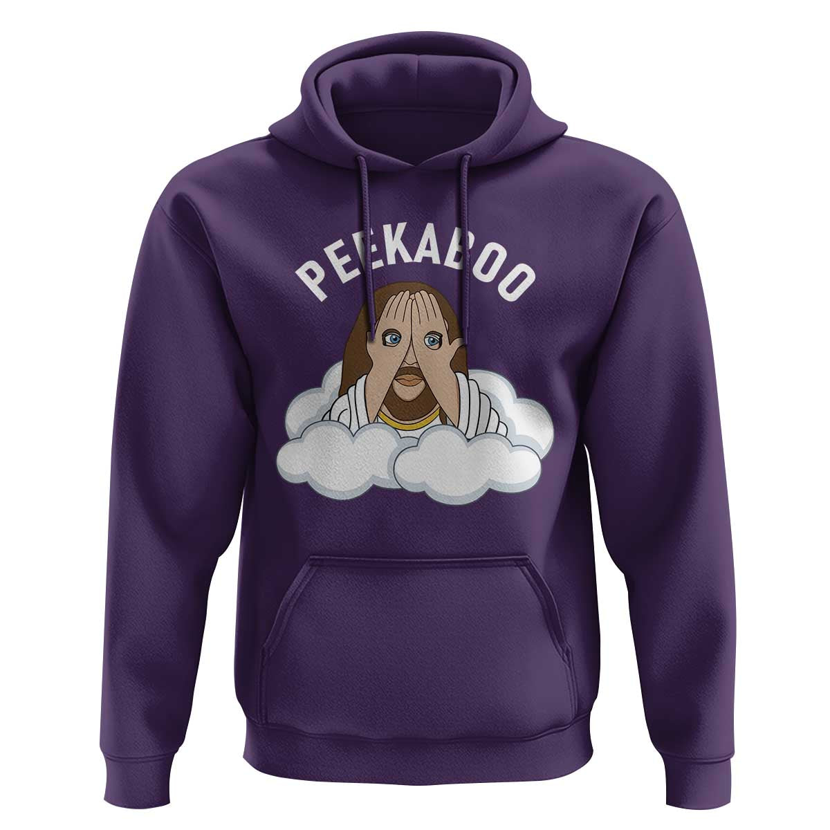 Peekaboo Jesus Funny Christian Hoodie Faith Humor Savior in Clouds Religious Meme