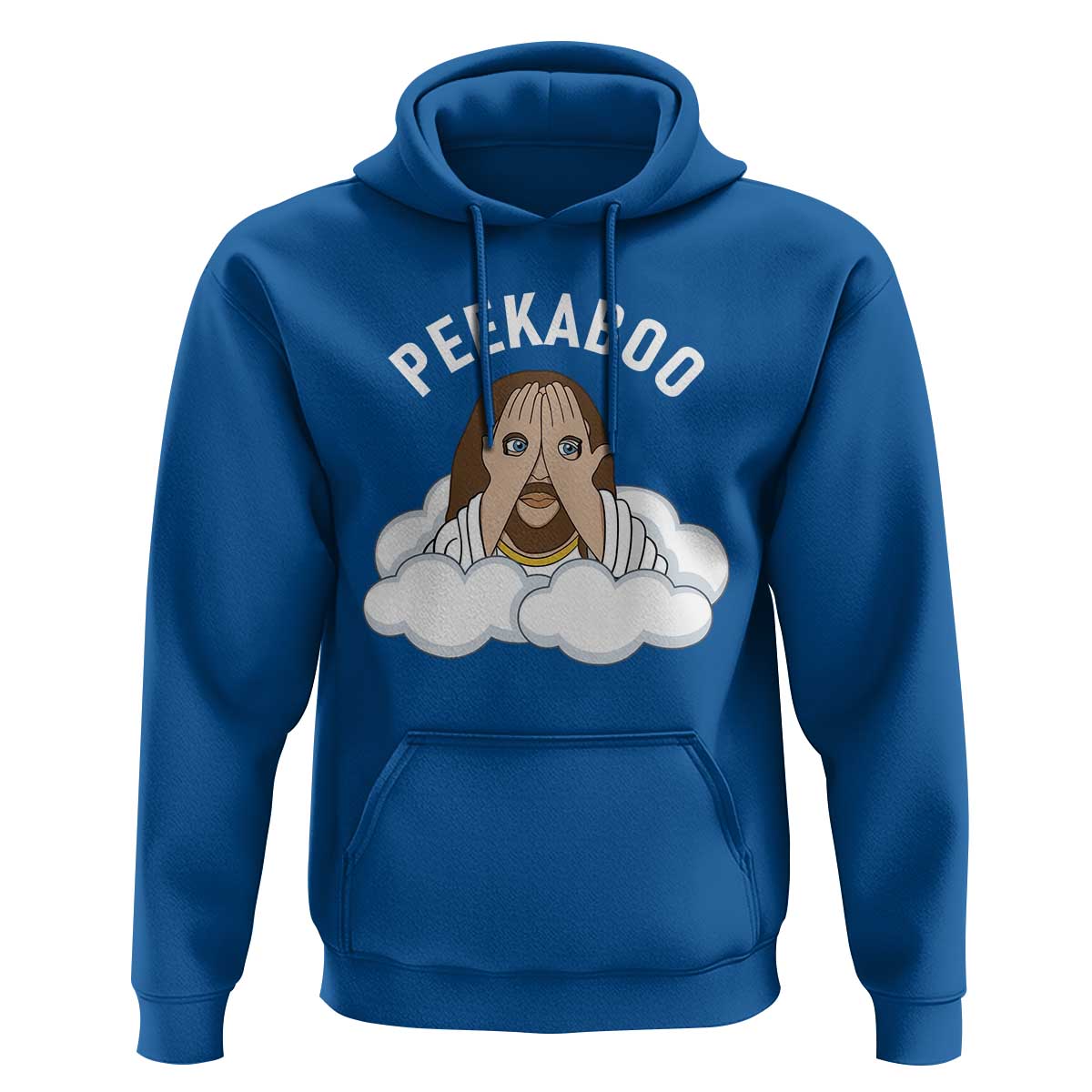 Peekaboo Jesus Funny Christian Hoodie Faith Humor Savior in Clouds Religious Meme