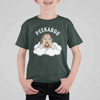 Peekaboo Jesus Funny Christian T Shirt For Kid Faith Humor Savior in Clouds Religious Meme
