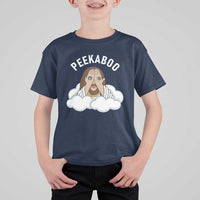 Peekaboo Jesus Funny Christian T Shirt For Kid Faith Humor Savior in Clouds Religious Meme