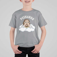 Peekaboo Jesus Funny Christian T Shirt For Kid Faith Humor Savior in Clouds Religious Meme