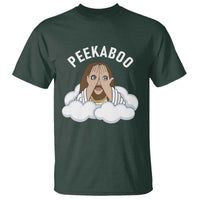 Peekaboo Jesus Funny Christian T Shirt Faith Humor Savior in Clouds Religious Meme