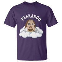 Peekaboo Jesus Funny Christian T Shirt Faith Humor Savior in Clouds Religious Meme