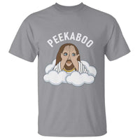 Peekaboo Jesus Funny Christian T Shirt Faith Humor Savior in Clouds Religious Meme