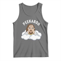 Peekaboo Jesus Funny Christian Tank Top Faith Humor Savior in Clouds Religious Meme