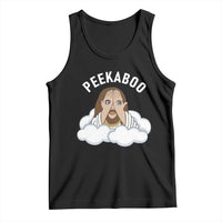 Peekaboo Jesus Funny Christian Tank Top Faith Humor Savior in Clouds Religious Meme