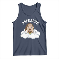 Peekaboo Jesus Funny Christian Tank Top Faith Humor Savior in Clouds Religious Meme