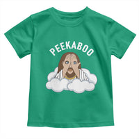 Peekaboo Jesus Funny Christian Toddler T Shirt Faith Humor Savior in Clouds Religious Meme