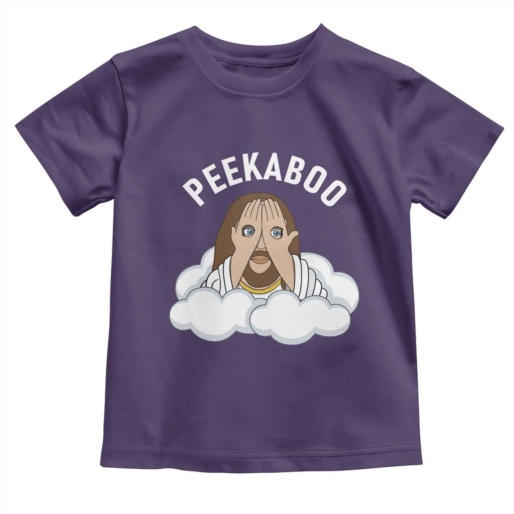 Peekaboo Jesus Funny Christian Toddler T Shirt Faith Humor Savior in Clouds Religious Meme