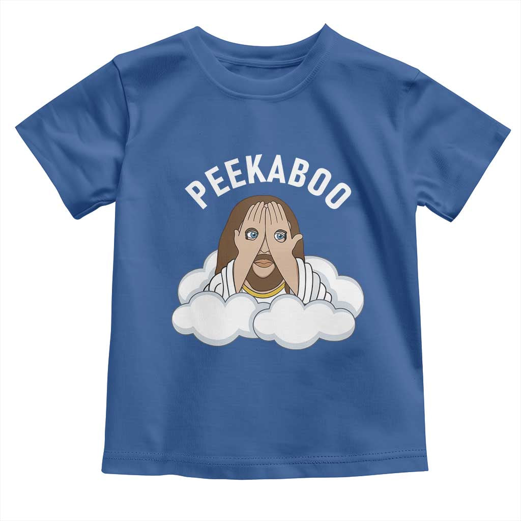 Peekaboo Jesus Funny Christian Toddler T Shirt Faith Humor Savior in Clouds Religious Meme