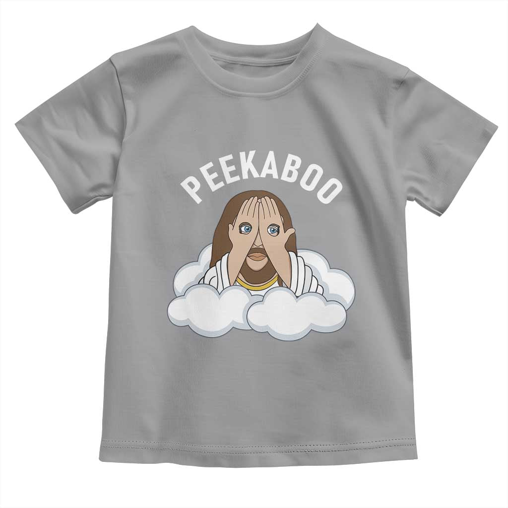 Peekaboo Jesus Funny Christian Toddler T Shirt Faith Humor Savior in Clouds Religious Meme