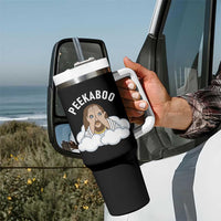 Peekaboo Jesus Funny Christian Tumbler With Handle Faith Humor Savior in Clouds Religious Meme