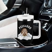 Peekaboo Jesus Funny Christian Tumbler With Handle Faith Humor Savior in Clouds Religious Meme