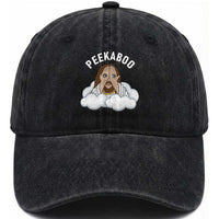 Peekaboo Jesus Funny Christian Washed Cotton Baseball Cap Faith Humor Savior in Clouds Religious Meme