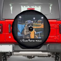 Funny Raccoon Baseball Game Day Meme Spare Tire Cover I Live Here Now Trash Panda Iced Coffee Night