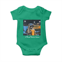 Funny Raccoon Baseball Game Day Meme Baby Onesie I Live Here Now Trash Panda Iced Coffee Night