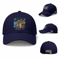 Funny Raccoon Baseball Game Day Meme Baseball Cap I Live Here Now Trash Panda Iced Coffee Night