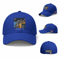 Funny Raccoon Baseball Game Day Meme Baseball Cap I Live Here Now Trash Panda Iced Coffee Night