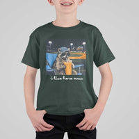 Funny Raccoon Baseball Game Day Meme T Shirt For Kid I Live Here Now Trash Panda Iced Coffee Night